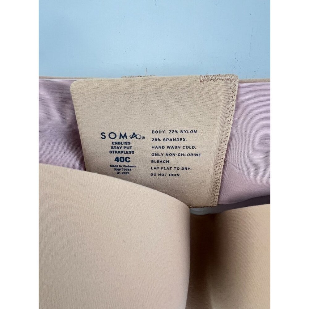 Soma Enbliss Wireless Stay Put Convertible Bra Strapless Size 40C Warm Amber - Picture 2 of 9